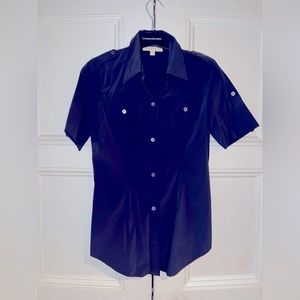 ELIZABETH & JAMES Black Nylon Button Down Shirt